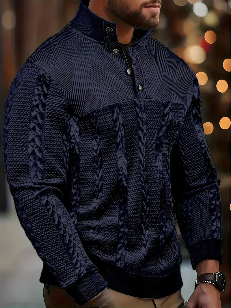 FRANKIE™|STRIPED HENLEY SWEATER