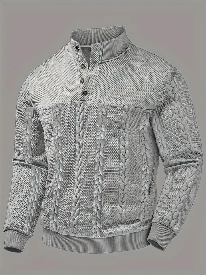 FRANKIE™|STRIPED HENLEY SWEATER