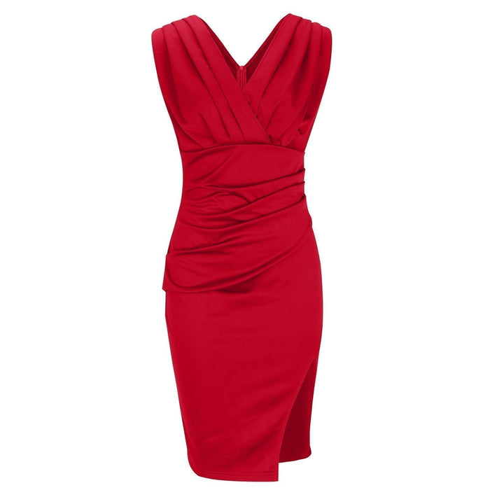 NADINEE™|V-NECK SLIT DRESS