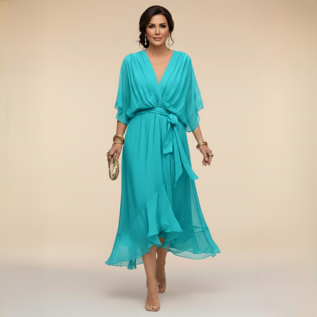 SABRINA™|V-NECK CHIFFON DRESS