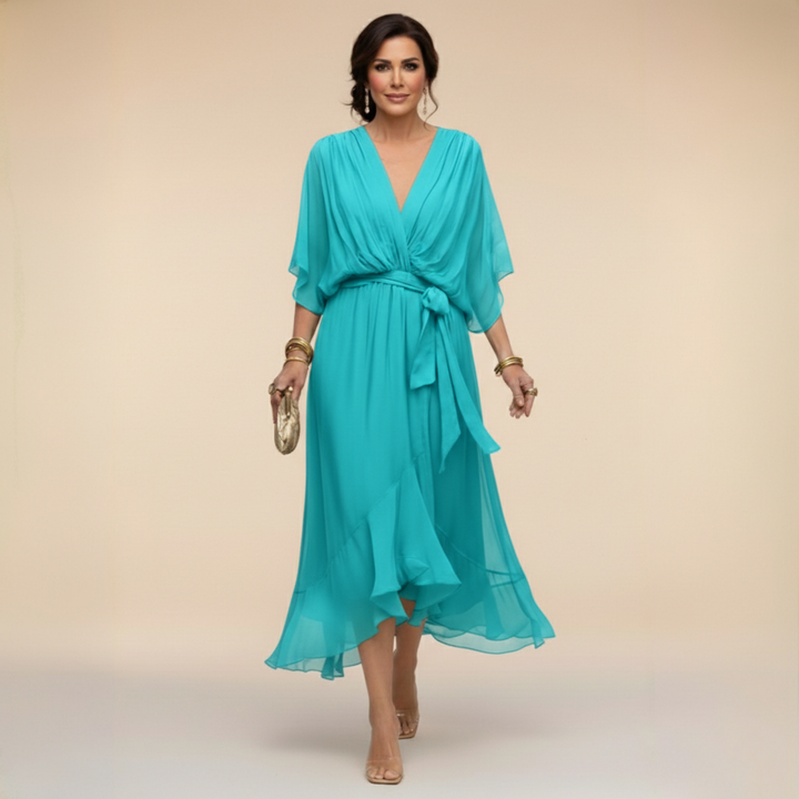 SABRINA™|V-NECK CHIFFON DRESS