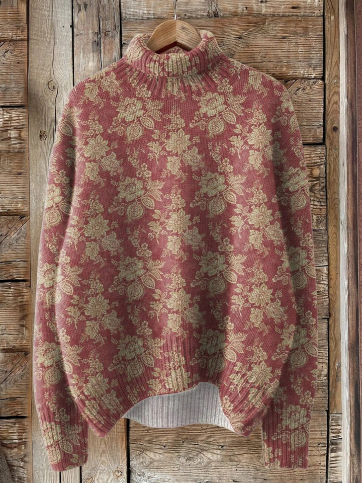 ROSE™|RETRO ROSE PRINT TURTLENECK