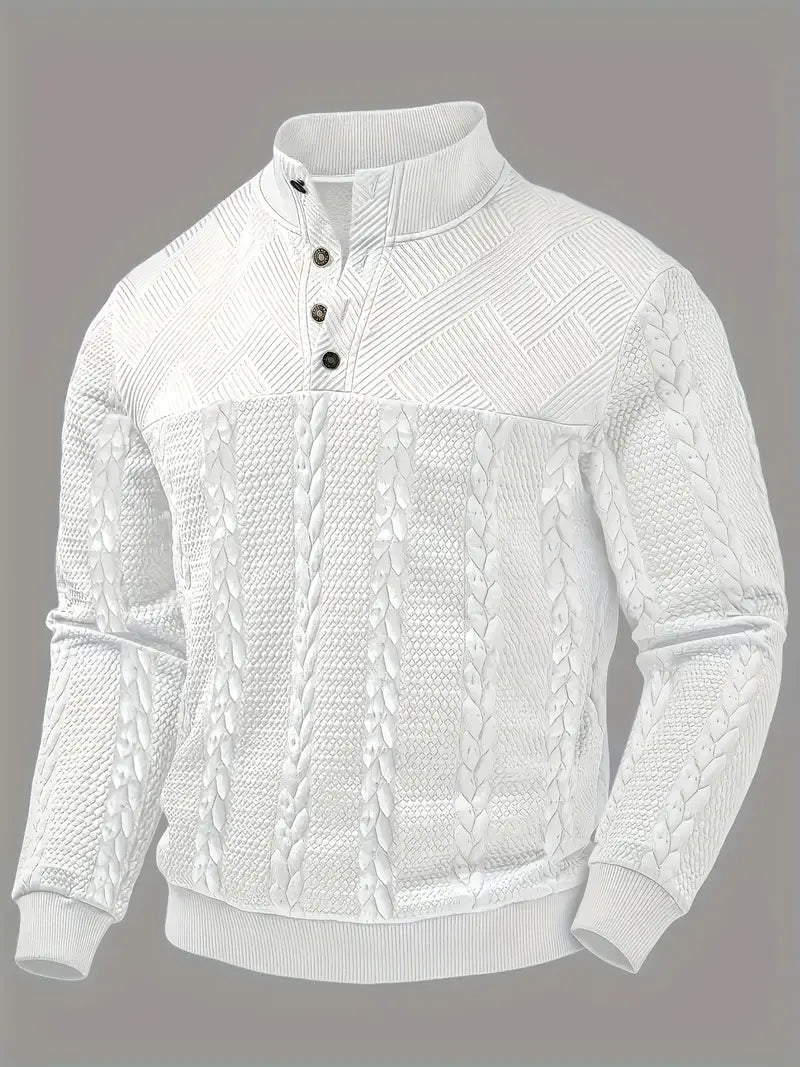 FRANKIE™|STRIPED HENLEY SWEATER
