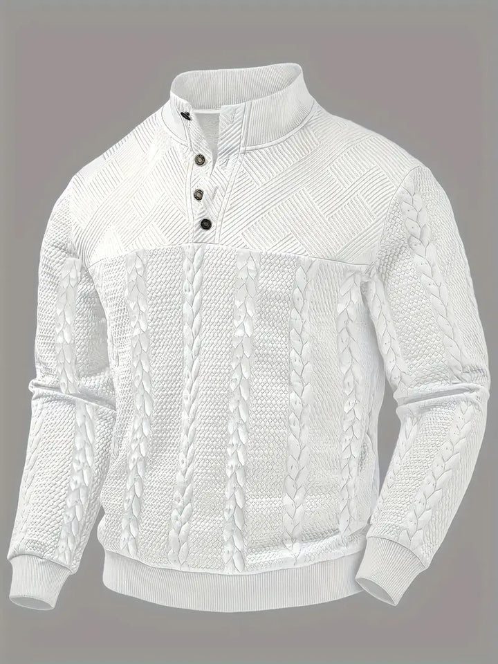 FRANKIE™|STRIPED HENLEY SWEATER