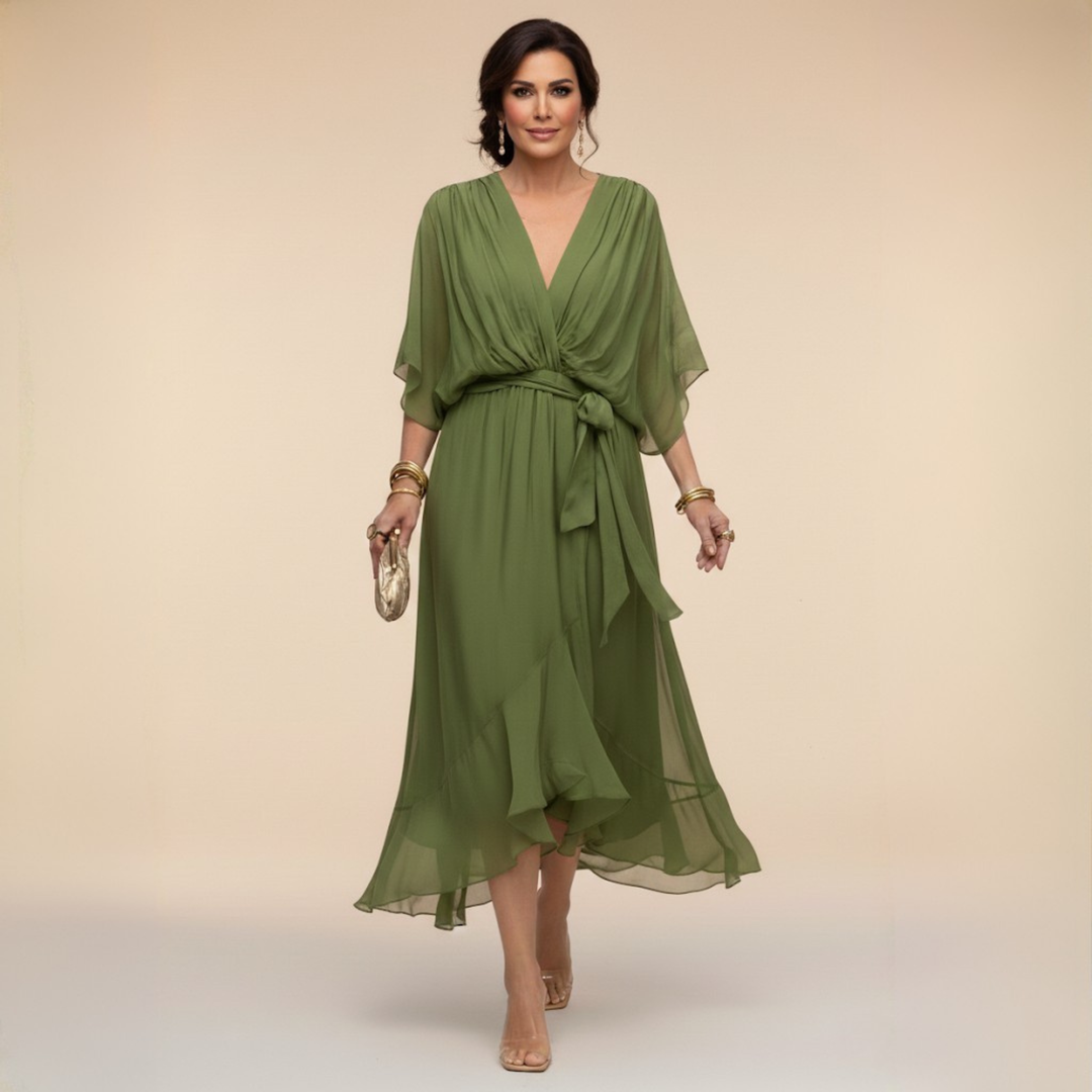 MONICA™ | CHIFFON V-NECK DRESS