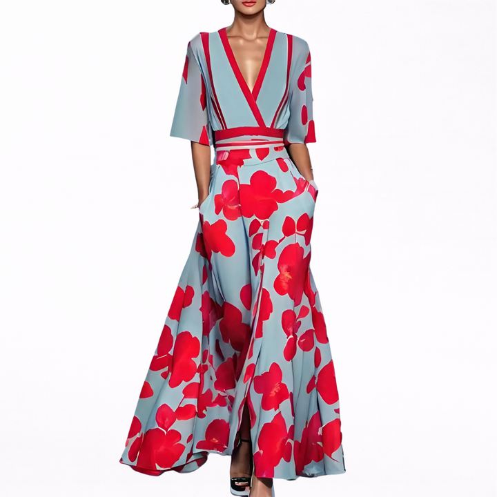 VALENTINA™ | ELEGANT DEEP V-NECK MAXI DRESS