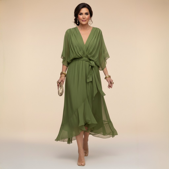 SABRINA™|V-NECK CHIFFON DRESS