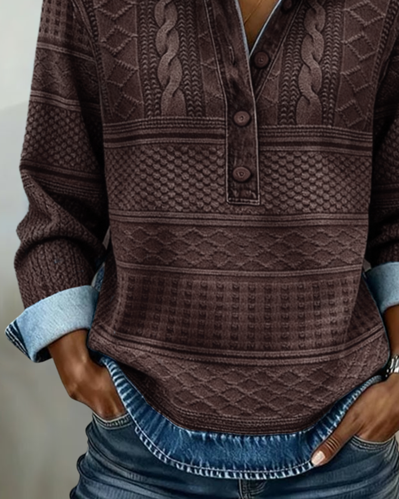 ELSIE™|TEXTURED BUTTON SWEATER