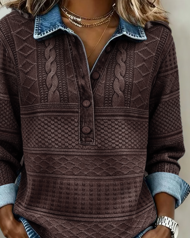 ELSIE™|TEXTURED BUTTON SWEATER