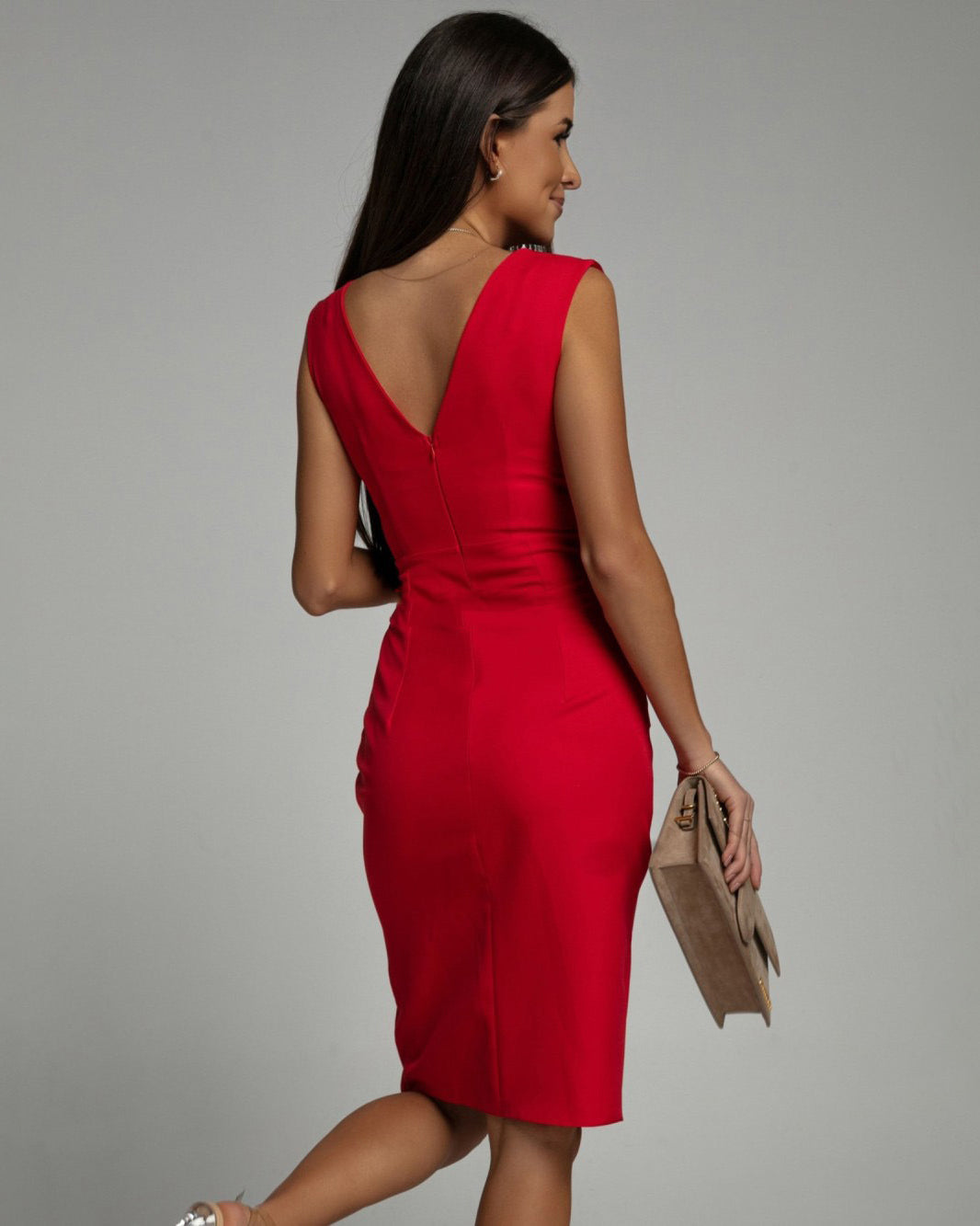 NADINEE™|V-NECK SLIT DRESS