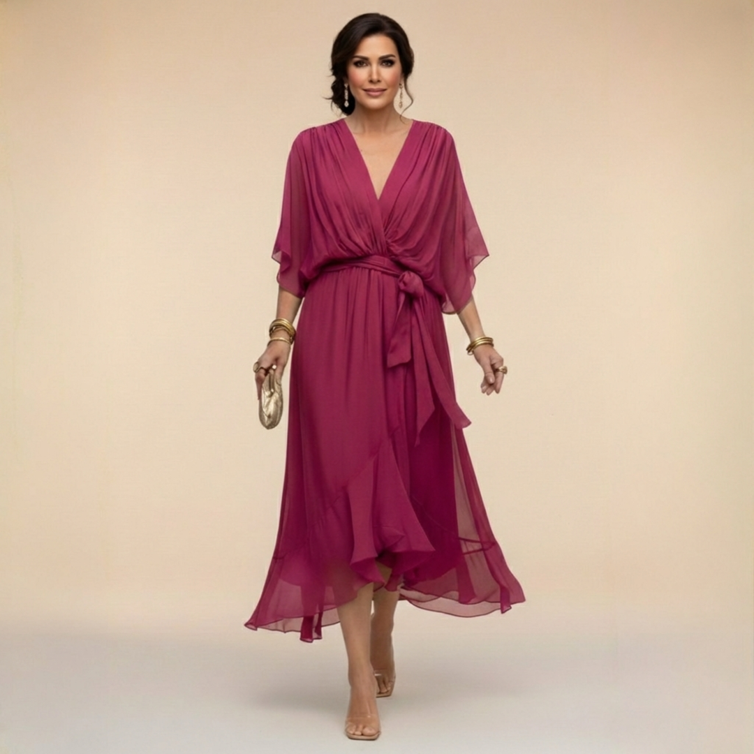 MONICA™ | CHIFFON V-NECK DRESS