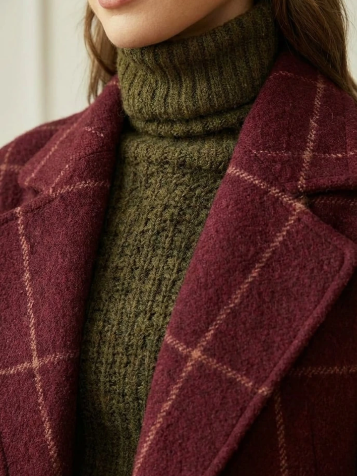 GEANNE™|ELEGANT CHECK COAT
