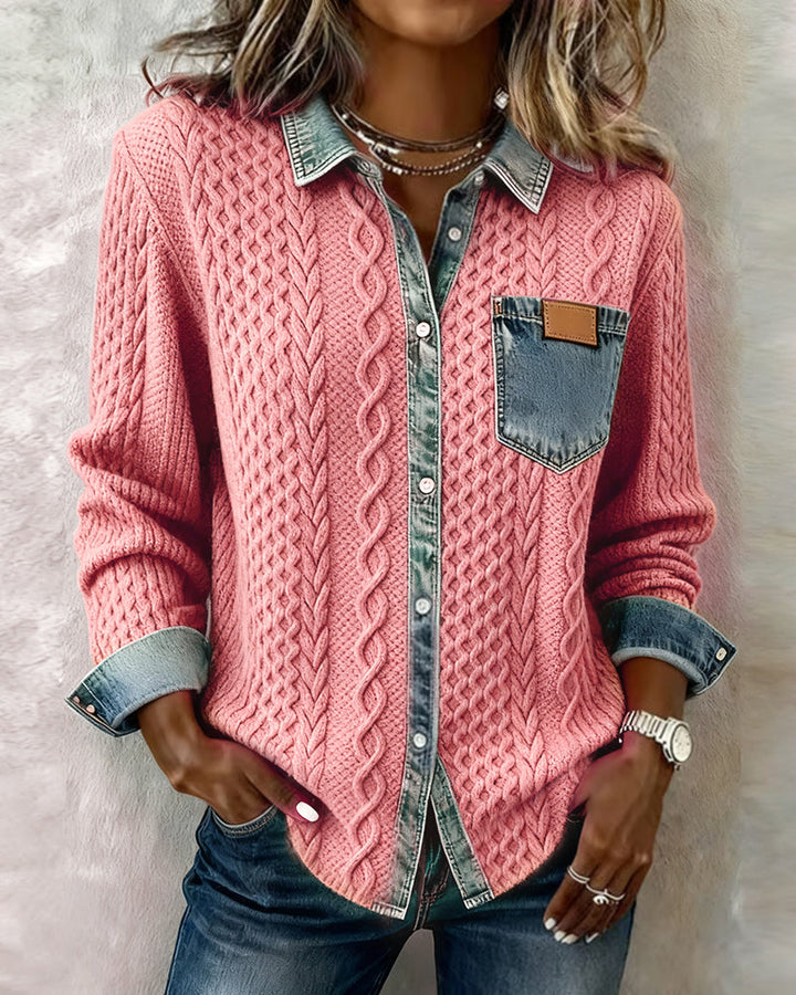 JULIANE™|CHIC PINK KNITTED POLO
