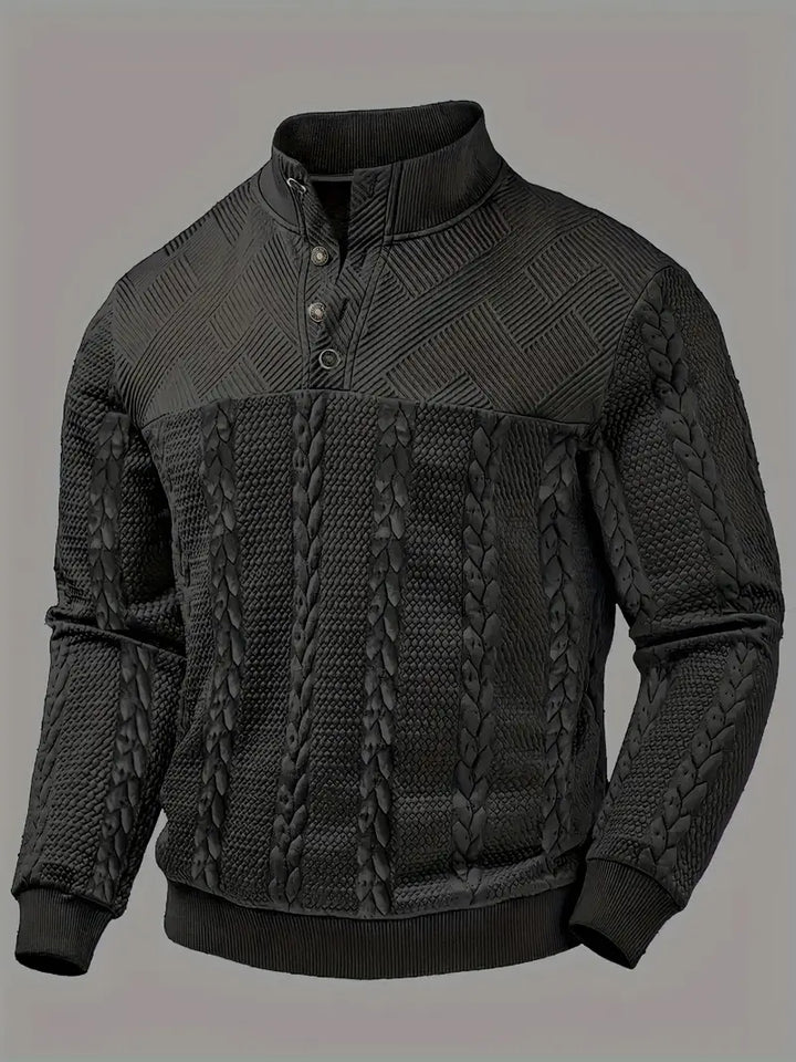 FRANKIE™|STRIPED HENLEY SWEATER