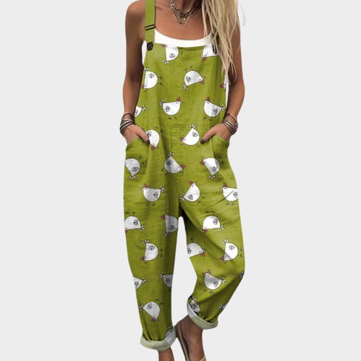 VERA™|ELEGANT PRINTED DUNGAREES