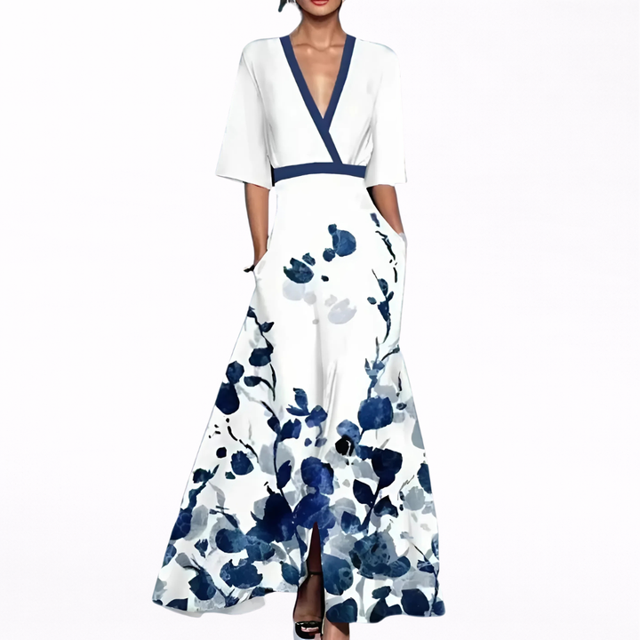 VALENTINA™ | ELEGANT DEEP V-NECK MAXI DRESS