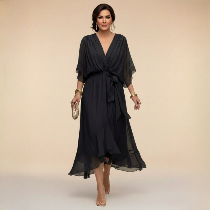 MONICA™ | CHIFFON V-NECK DRESS