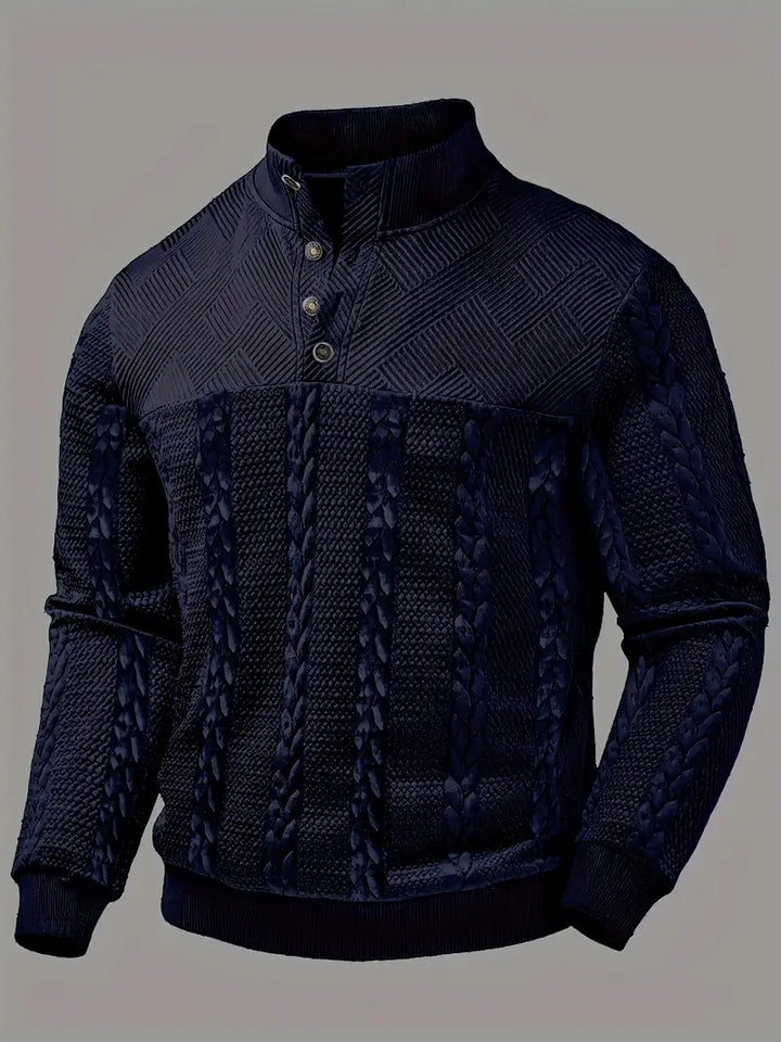 FRANKIE™|STRIPED HENLEY SWEATER