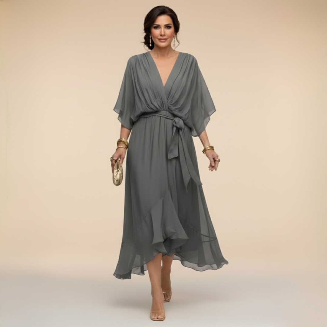 SABRINA™|V-NECK CHIFFON DRESS