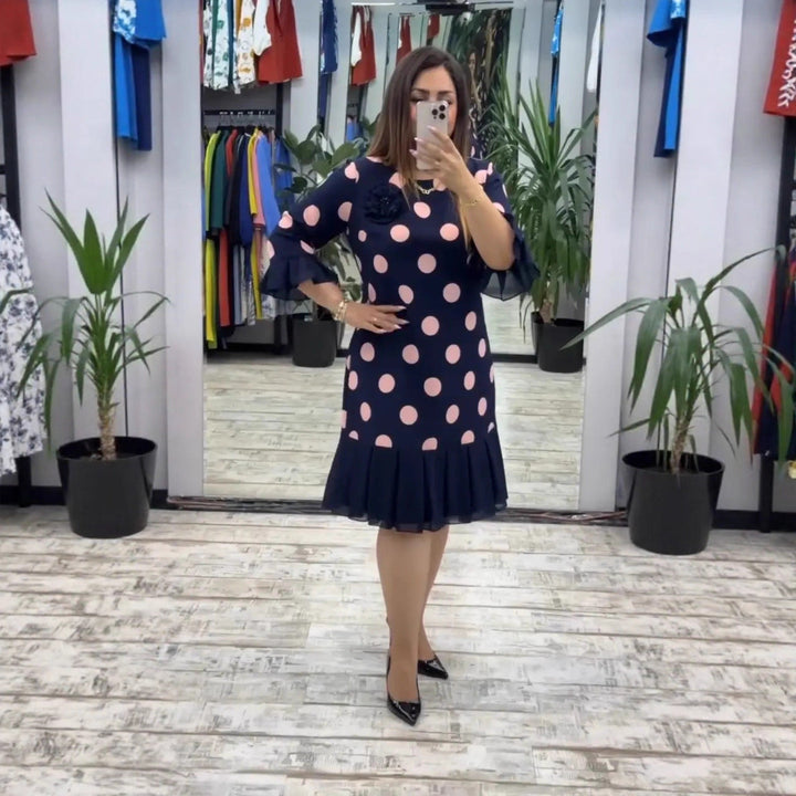JULIETTE™|PLEATED DOT DRESS