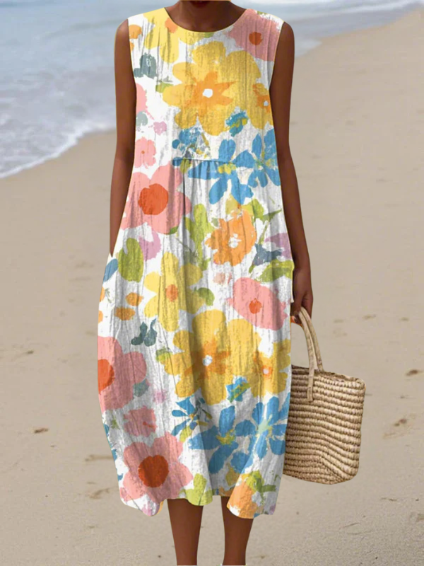 ELLA™|PASTEL FLORAL MIDI DRESS