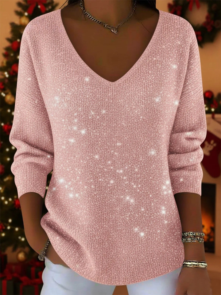 VIANA™|FESTIVE V NECK JUMPER