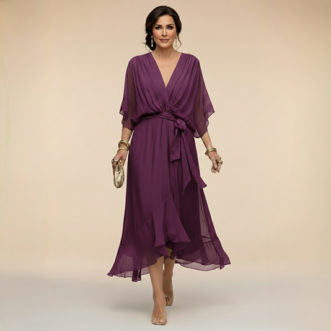 MONICA™ | CHIFFON V-NECK DRESS