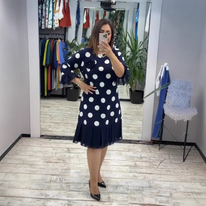 JULIETTE™|PLEATED DOT DRESS