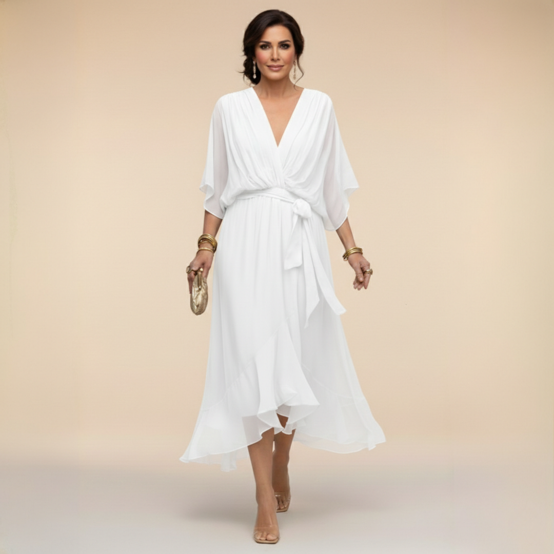 SABRINA™|V-NECK CHIFFON DRESS