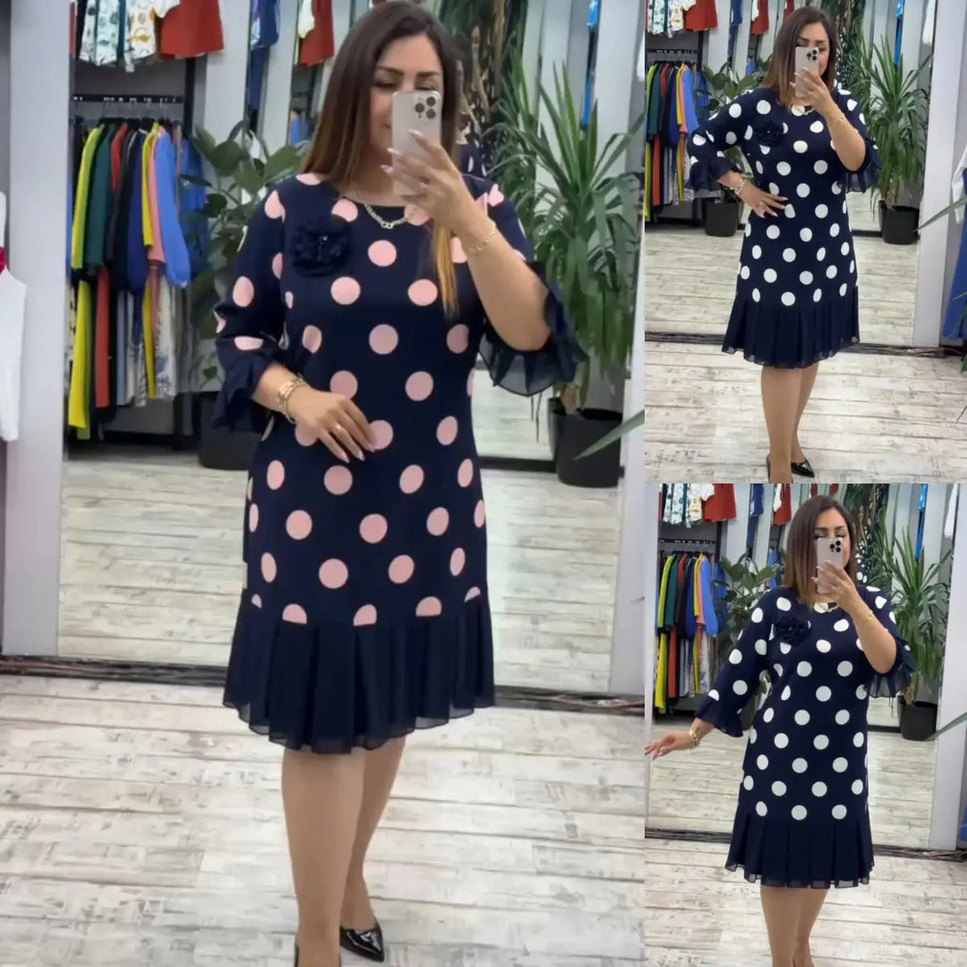 JULIETTE™|PLEATED DOT DRESS