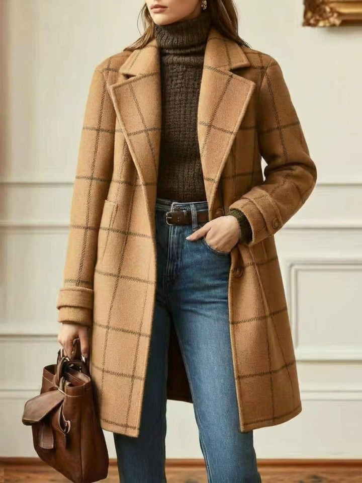 GEANNE™|ELEGANT CHECK COAT
