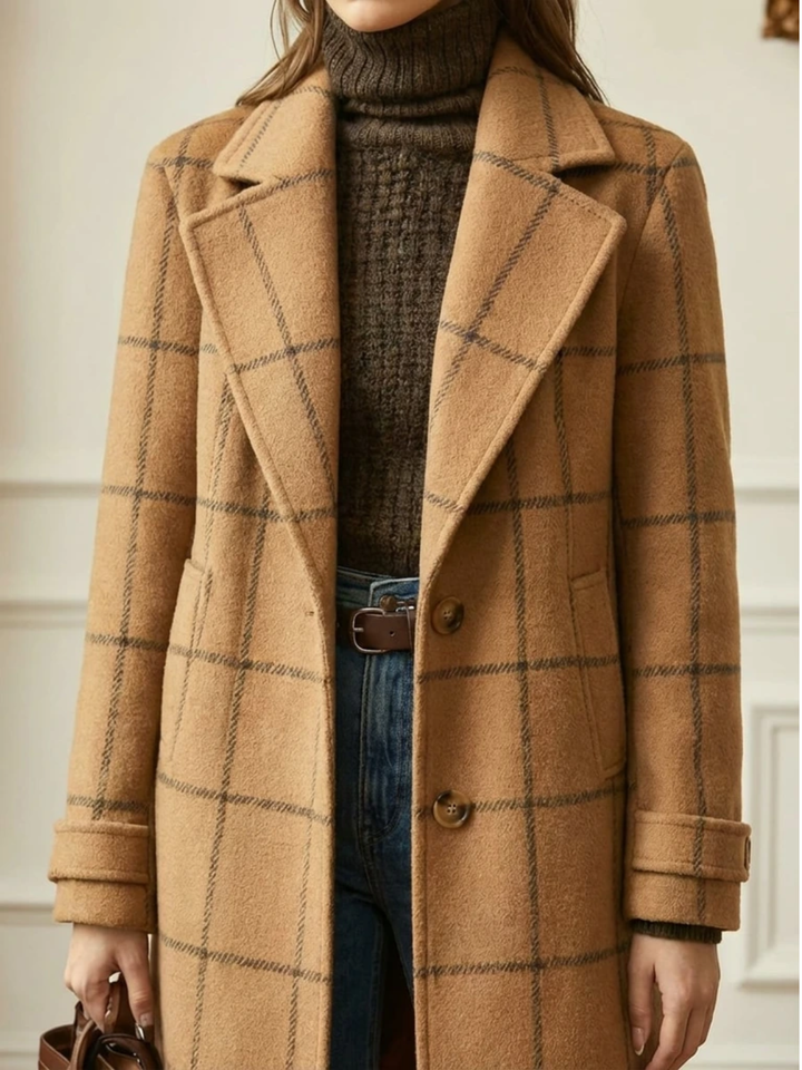 GEANNE™|ELEGANT CHECK COAT