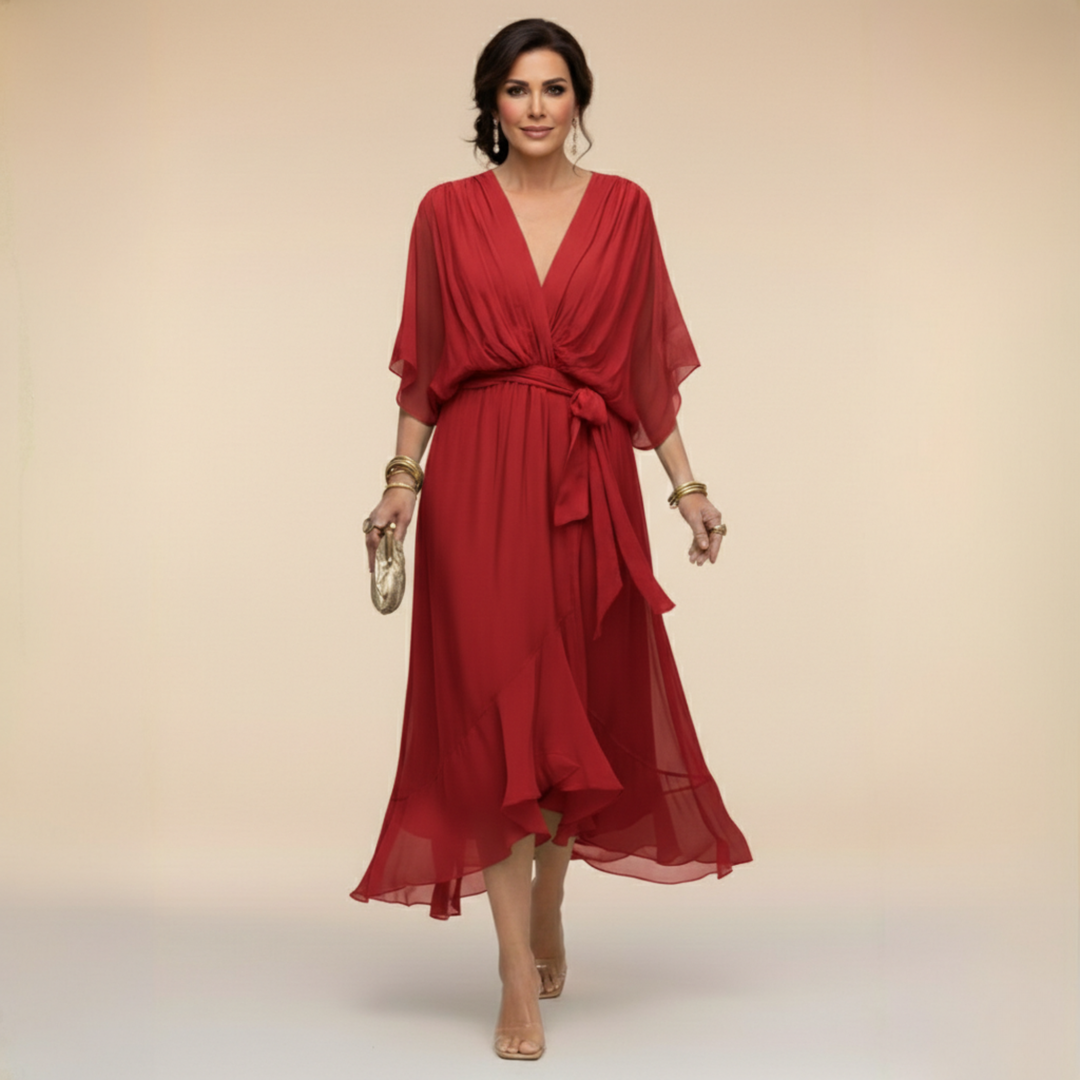 MONICA™ | CHIFFON V-NECK DRESS