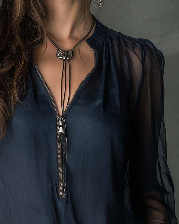 HELEN™ | HALF-ZIP BLOUSE LONG SLEEVE KNIT