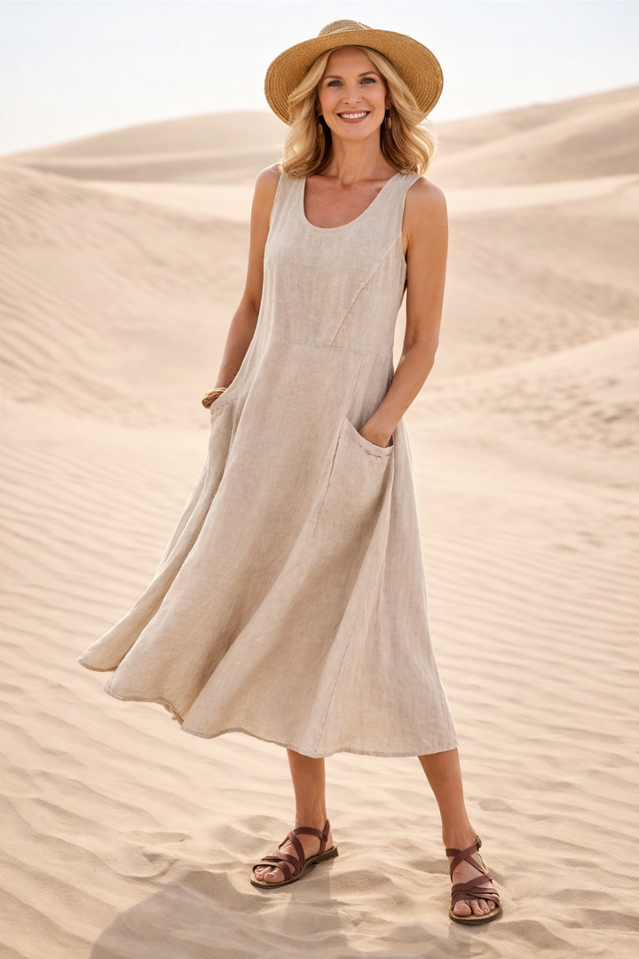 MERNA™|COMFORTABLE A-LINE MIDI DRESS