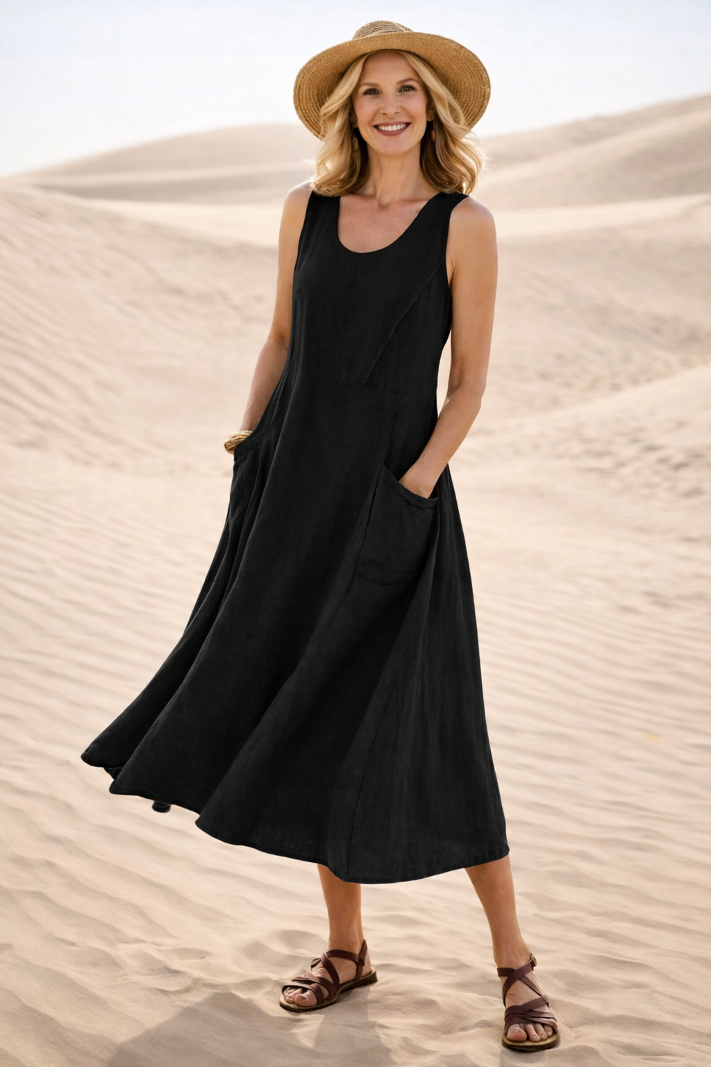 MERNA™|COMFORTABLE A-LINE MIDI DRESS