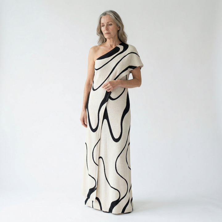 ABSTRACT™|PATTERN OFF-SHOULDER MAXI DRESS