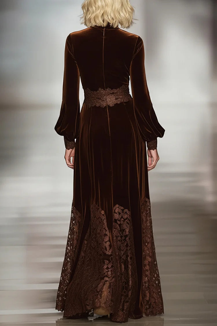 JULIET™|HIGH COLLAR LACE MAXI DRESS