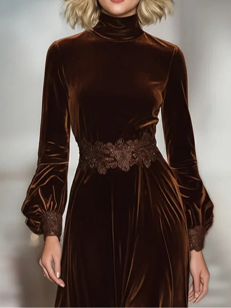 JULIET™|HIGH COLLAR LACE MAXI DRESS