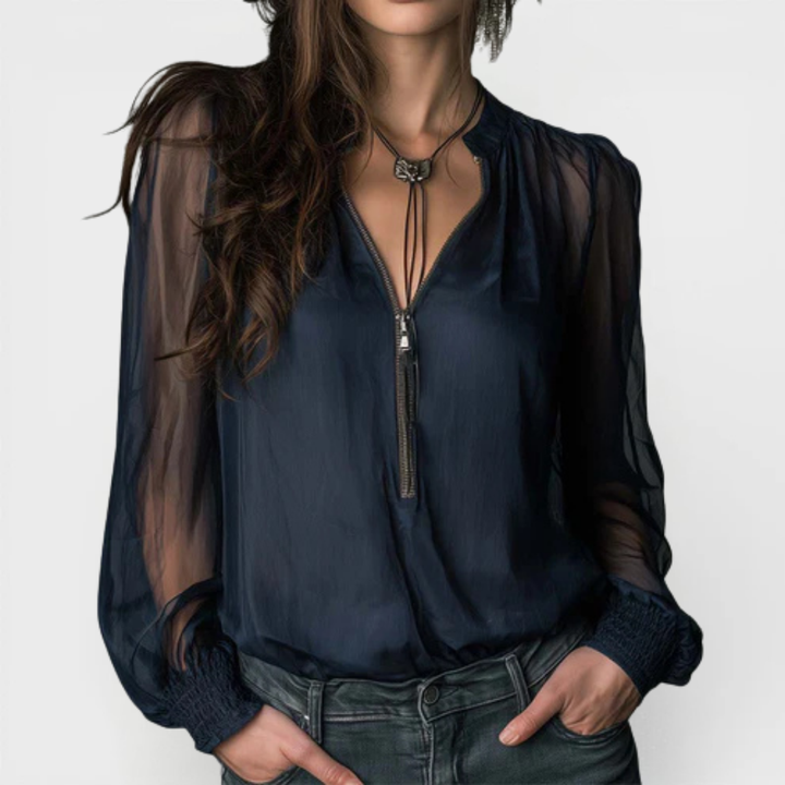 HELEN™ | HALF-ZIP BLOUSE LONG SLEEVE KNIT