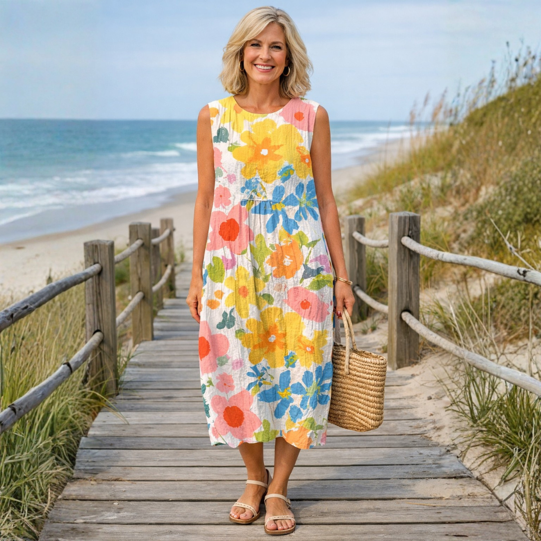 ELLA™|PASTEL FLORAL MIDI DRESS