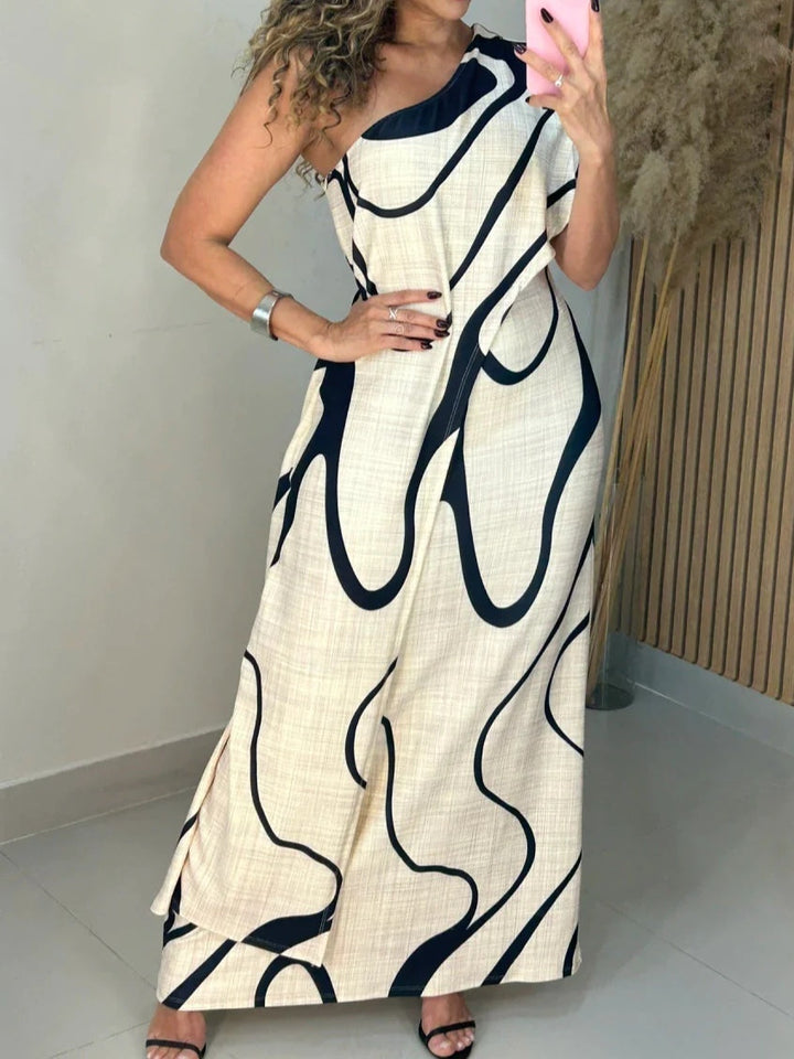 ABSTRACT™|PATTERN OFF-SHOULDER MAXI DRESS