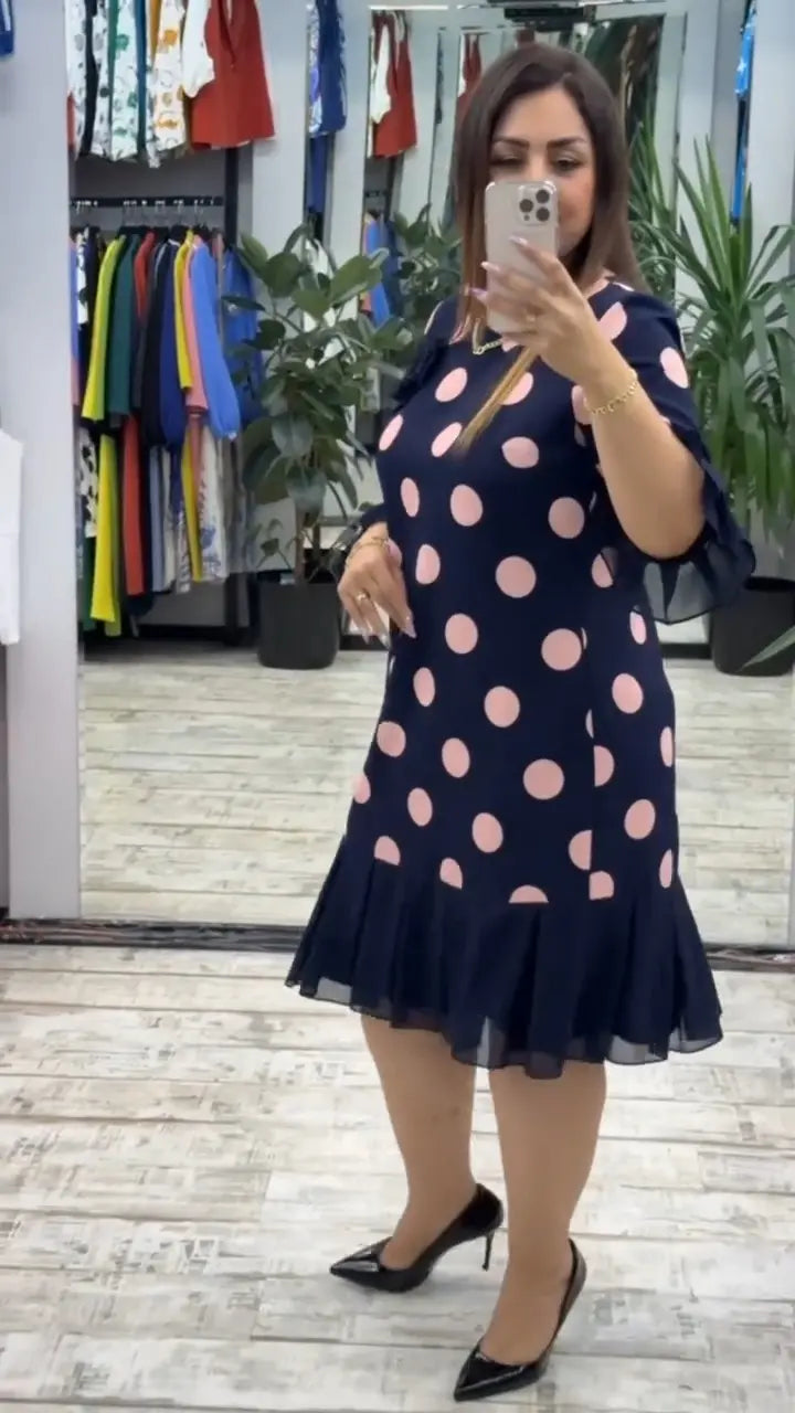 JULIETTE™|PLEATED DOT DRESS