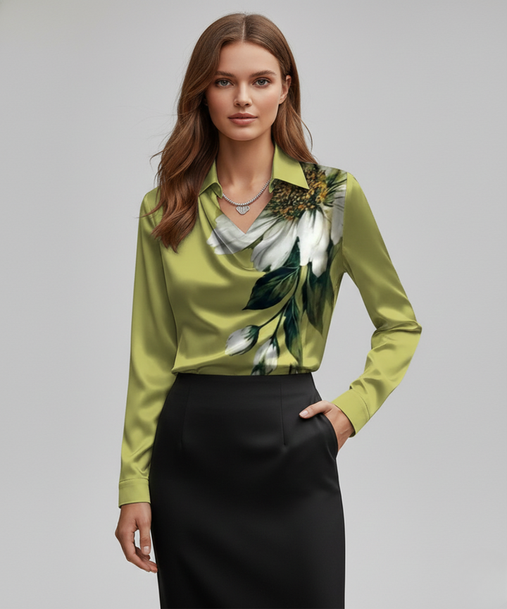 SANDY™|SATIN DRAPE BLOUSE