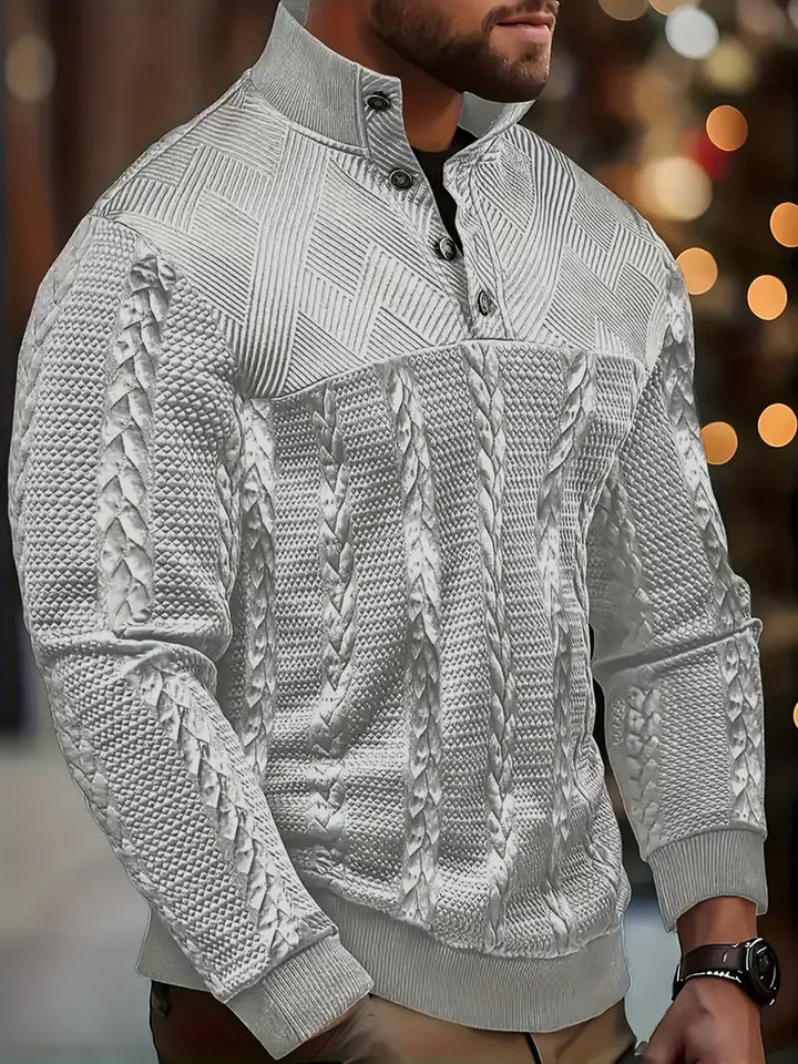 FRANKIE™|STRIPED HENLEY SWEATER
