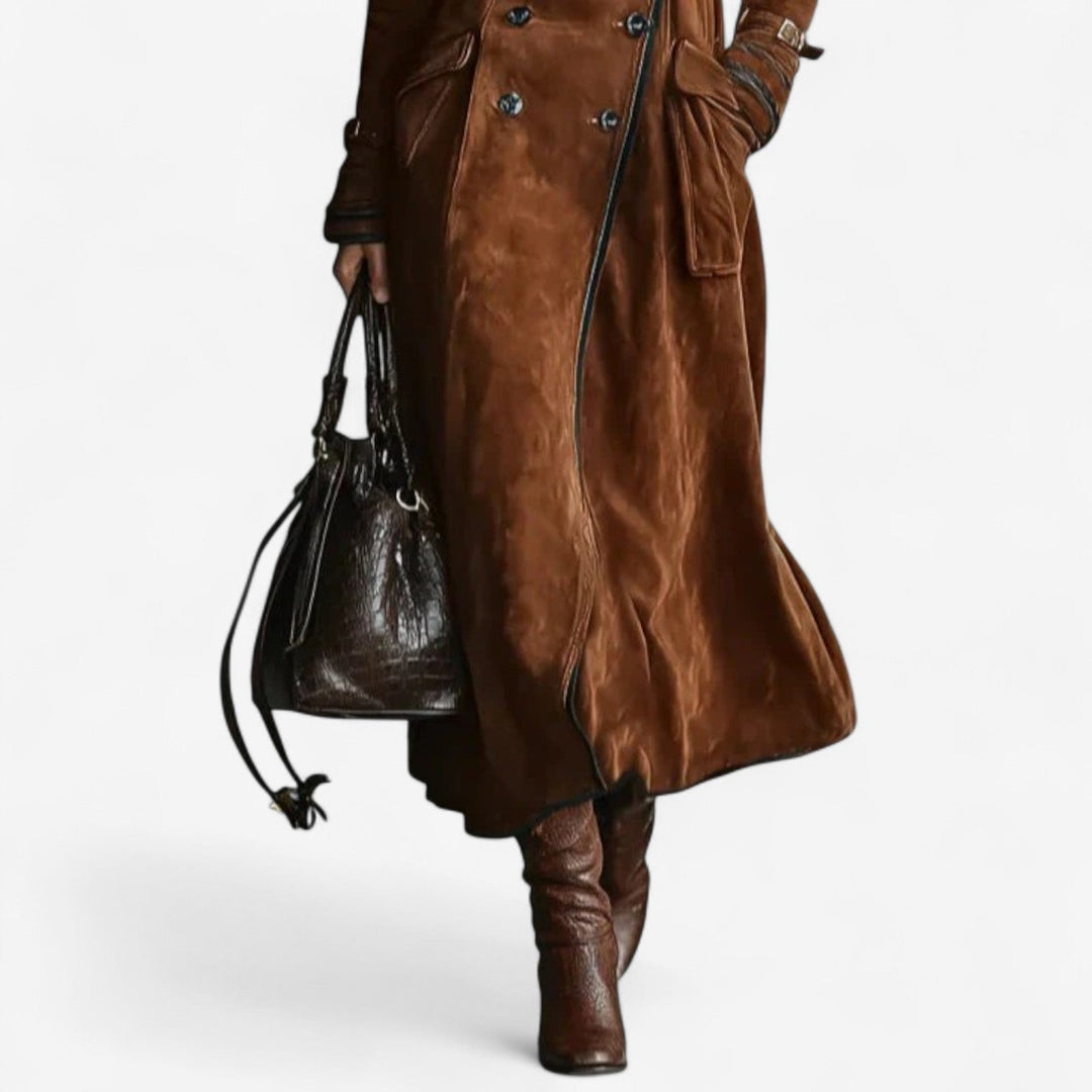 ELARA™|ELEGANT SUEDE TRENCH