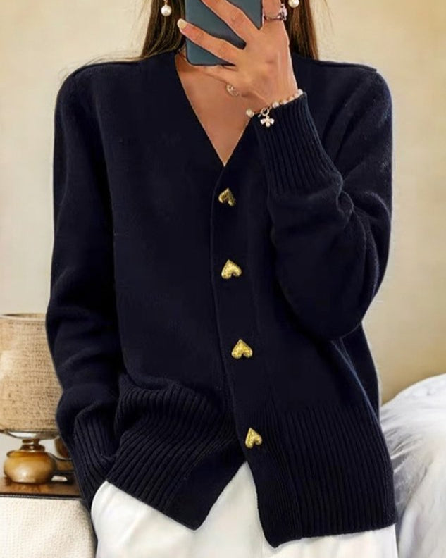 ARMIDA™|HEART BUTTON CARDIGAN